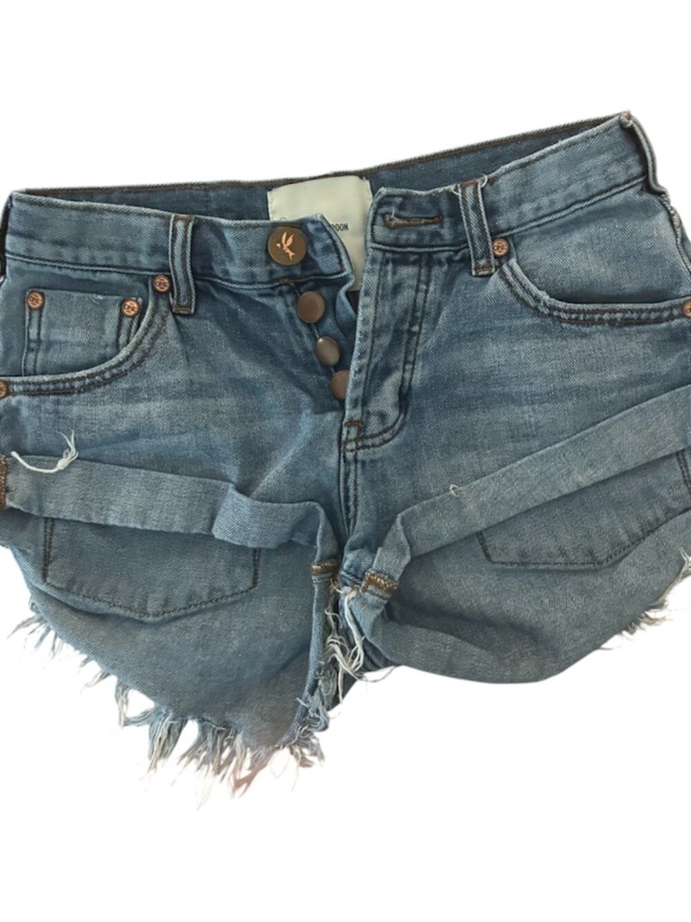 One Teaspoon Bandits Low Waist Denim Shorts Size 22 Size 0 inches Cut Off Jeans